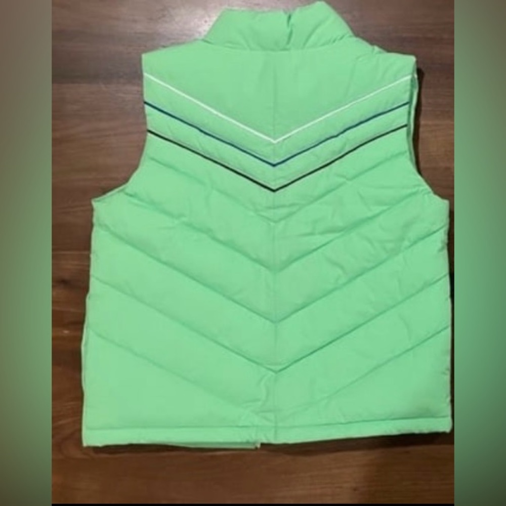 NWT-  Janie and Jack Green Puffer Jacket with Striped Detail (SIZE 7-8) - Picture 5 of 8